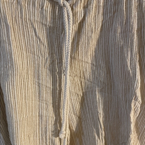 Free People Cotton Tan and Beige Striped Sleeveless Romper with Pockets - Picture 4 of 7